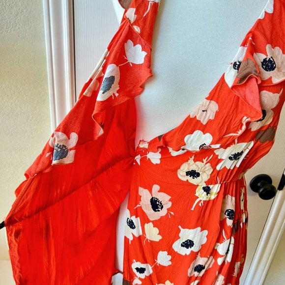 Zara Orange Floral Wrap Mini Dress - Picture 9 of 11